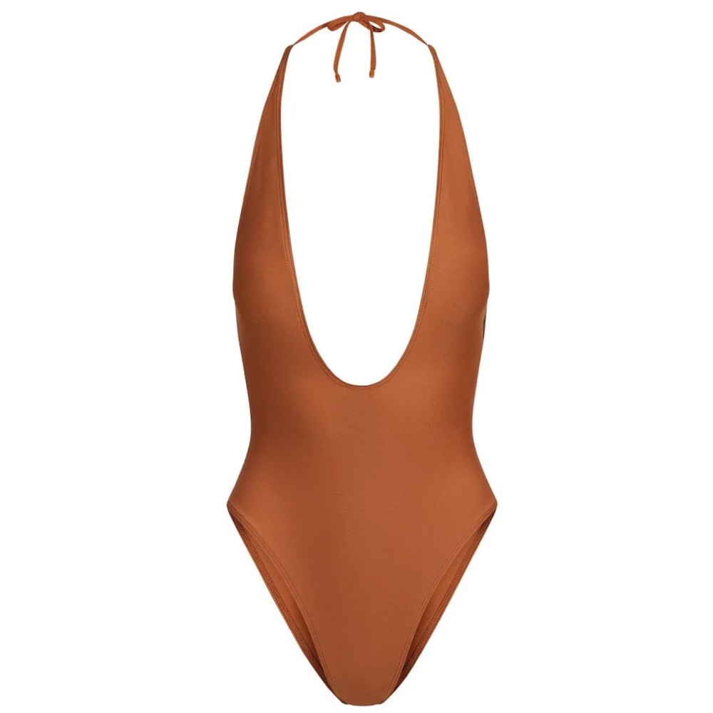 NWT SKIMS SIGNATURE SWIM DEEP PLUNGE ONE PIECE SZ XS BRONZE